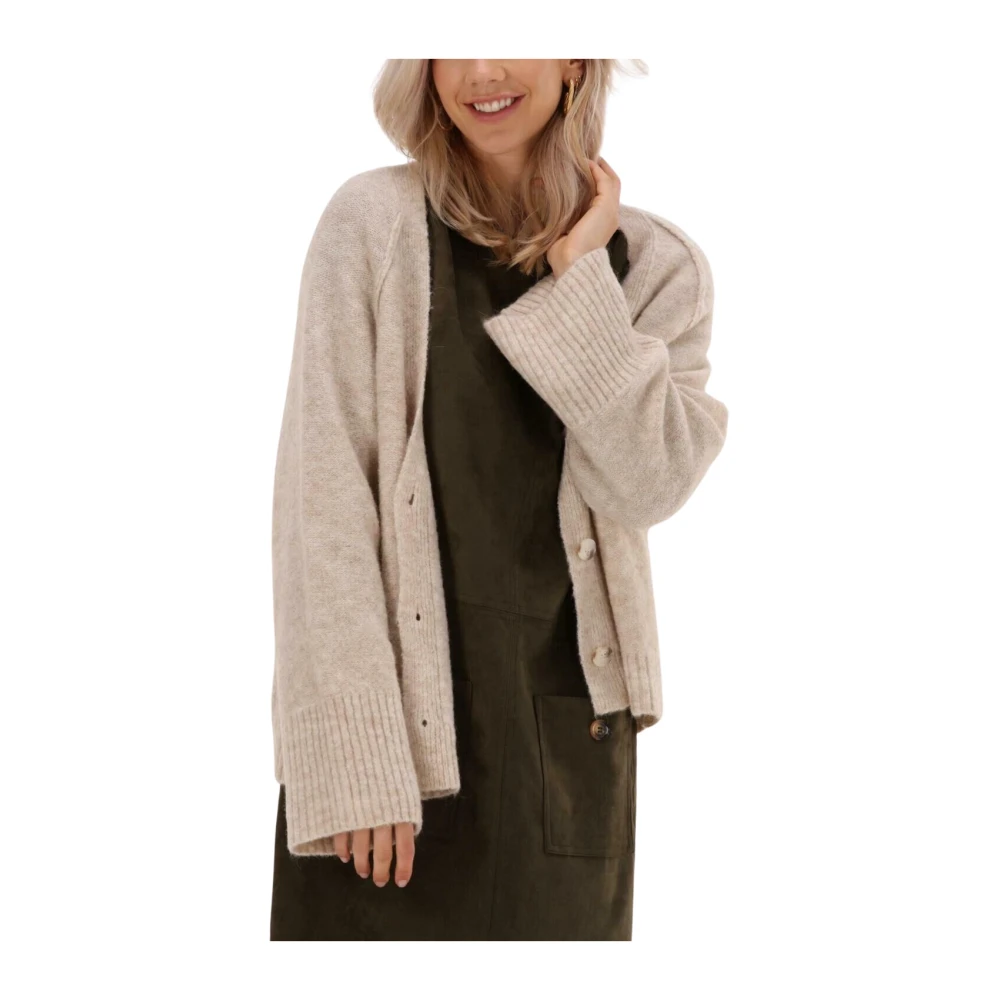 Summum Woman Zachte Wol Vest Cardigan Gebreid Beige Dames