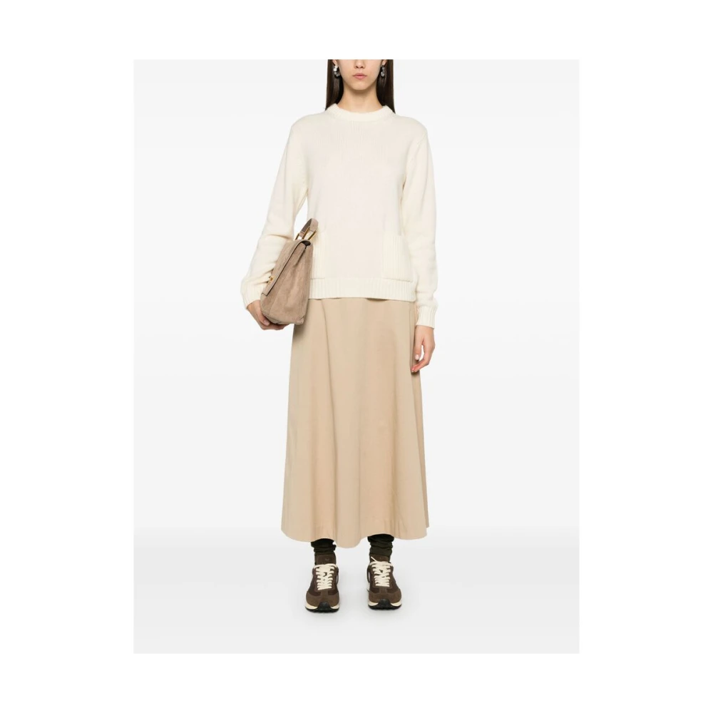 Kujten Witte Kasjmier Gebreide Crew Neck Sweater White Dames