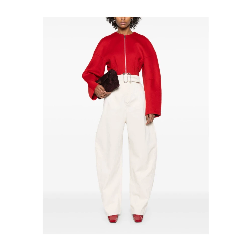 SPORTMAX Beige Jeans met Riemtaille Beige Dames