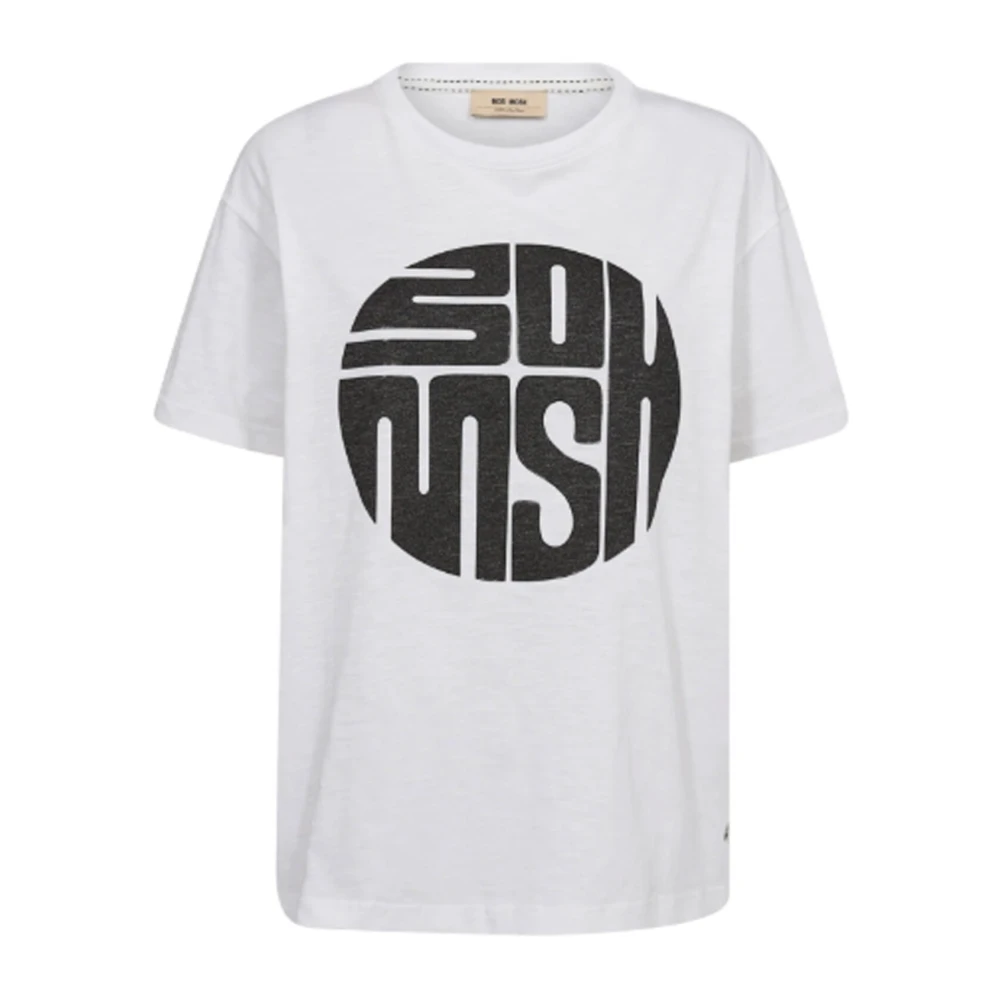 MOS MOSH Vintage-geïnspireerde Tee met Tekstmotief White Dames