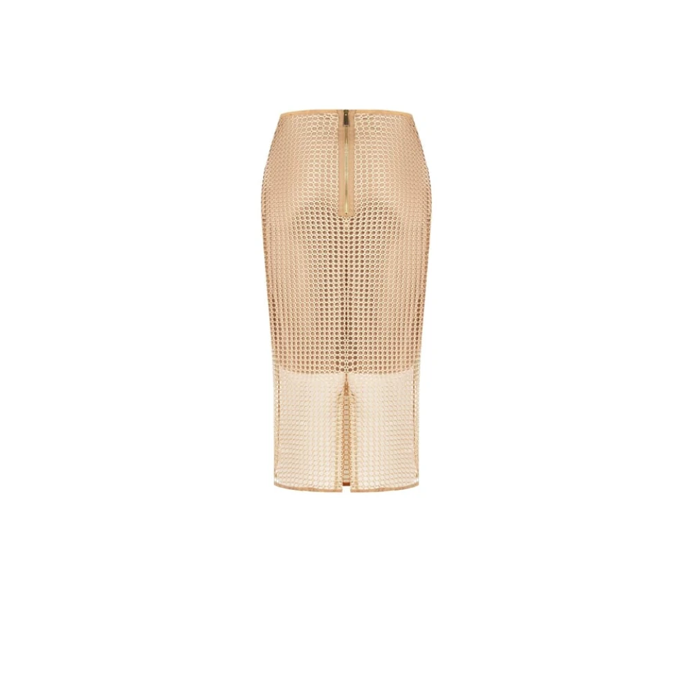 RINASCIMENTO Glanzende Mesh Pencilrok Lente-Zomer 2024 Beige Dames