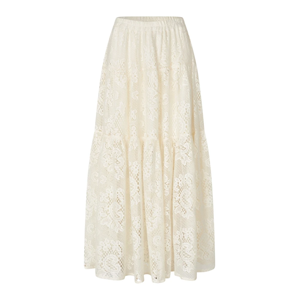 Lollys Laundry Women's Beige Maxi Skirts, 2XL, Embroidered Maxi Skirt In Cream