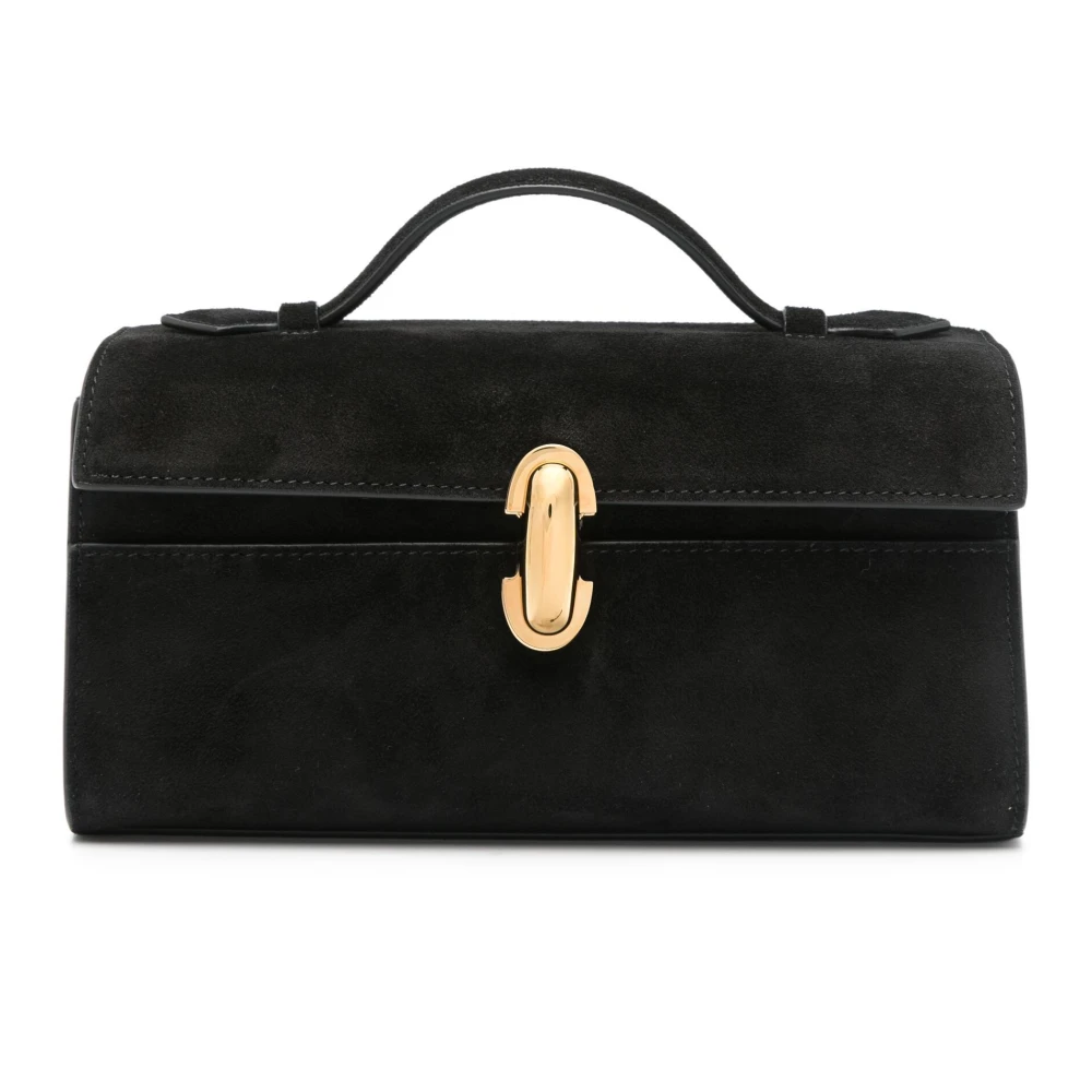 Savette Zwarte Suède Symmetry Pochette Tas Black Dames