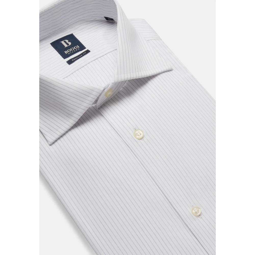 Boggi Milano Overhemd met Windsor-kraag en strepen Regular Fit Blue Heren