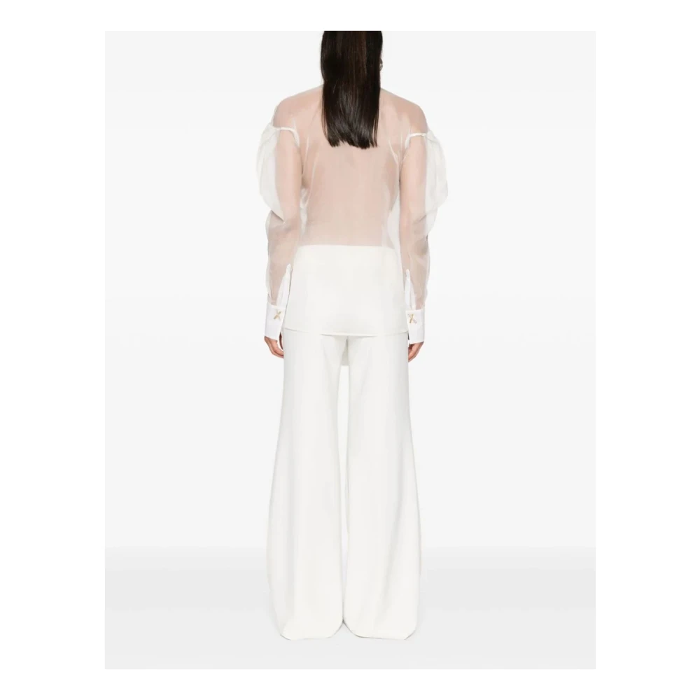 Genny Witte zijden blouse met drukknoopsluiting White Dames