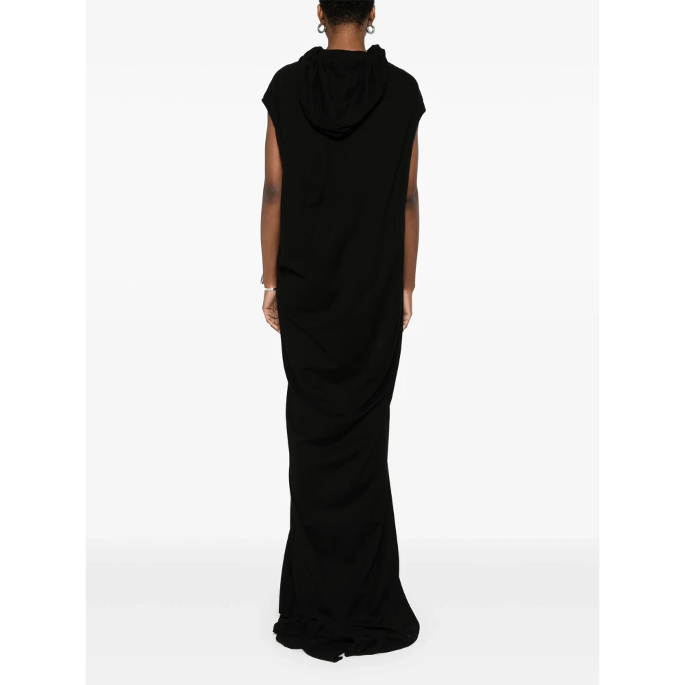 Rick Owens Jurk met capuchon en splitdetails Black Dames