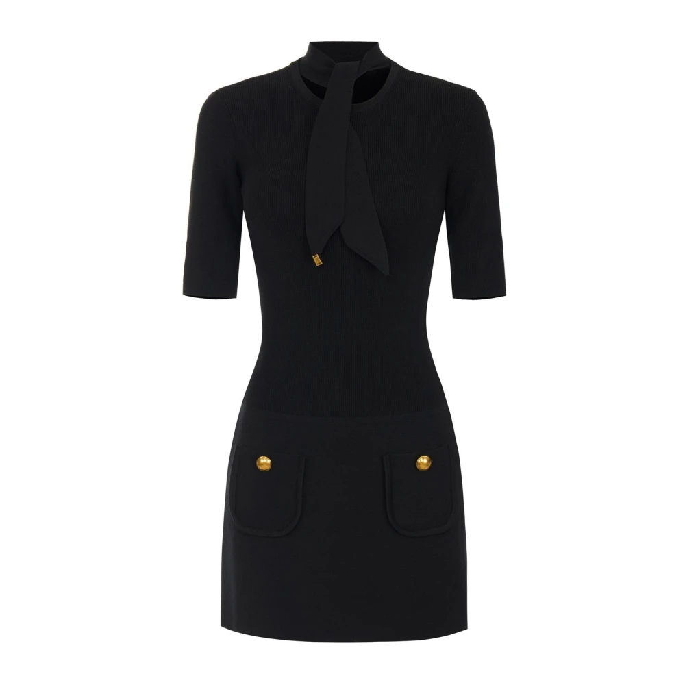 ABITO MINI IN MAGLIA NERO ELISABETTA FRANCHI - Immagine 2
