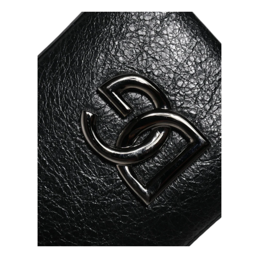 Dolce & Gabbana Zwarte leren crossbody kettingtelefoontas Black Dames