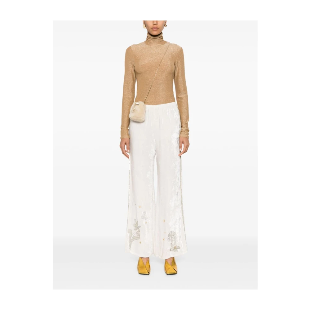 Forte Witte Fluweel Wijde Pijp Broek White Dames