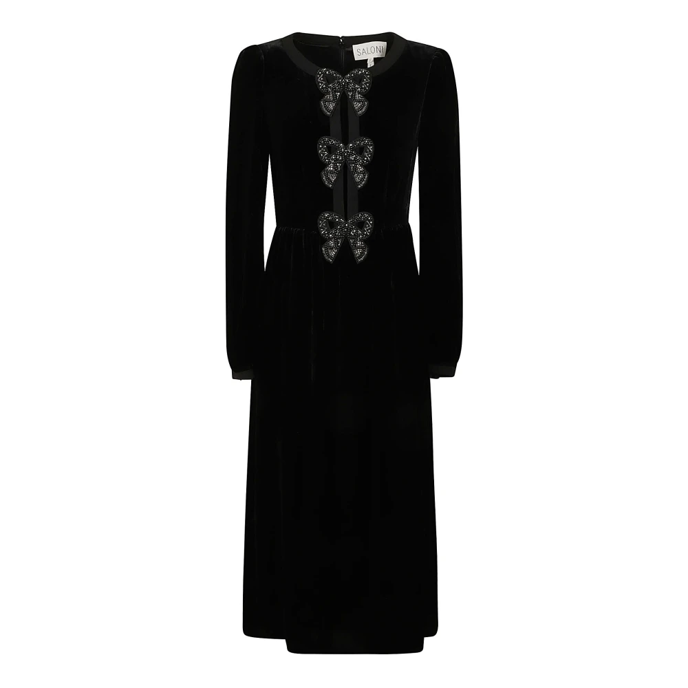 Saloni Zwarte Zijden Rayon Jurk Black Dames