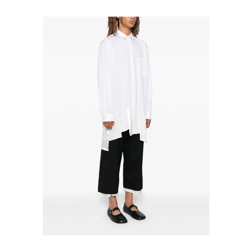 Comme des Garçons Paillet Satijn Klassieke Kraag Shirt White Heren