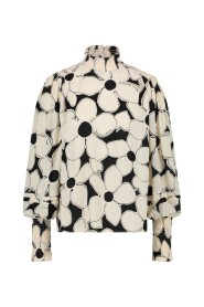 Top Svasato con Collo Alto Smocked