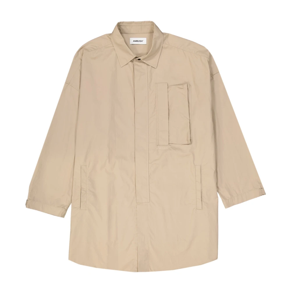 Ambush Men's Beige Light Jackets, Xs, Cotton Shirt With Logo Detail