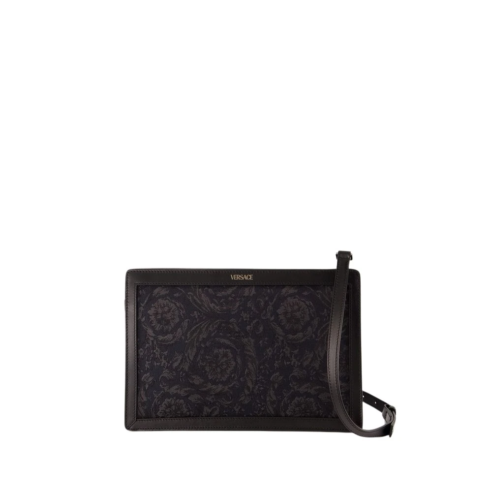 Versace Svart Läder Athena Plånbok Brown, Unisex