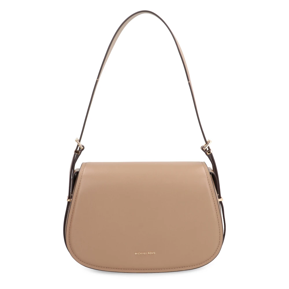 Michael Kors Leren Crossbody Tas met Magnetische Flap Beige Dames
