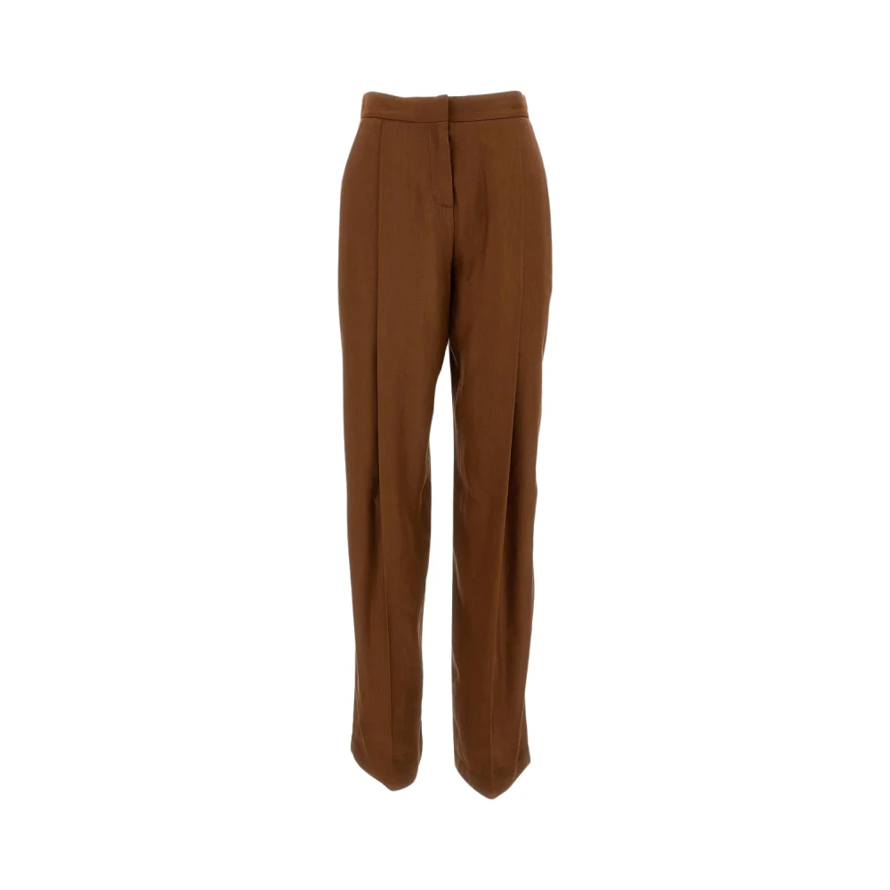 Elisabetta Franchi Women's Brown Pantaloni In Misto Lino - Wide Trousers - M - Trousers
