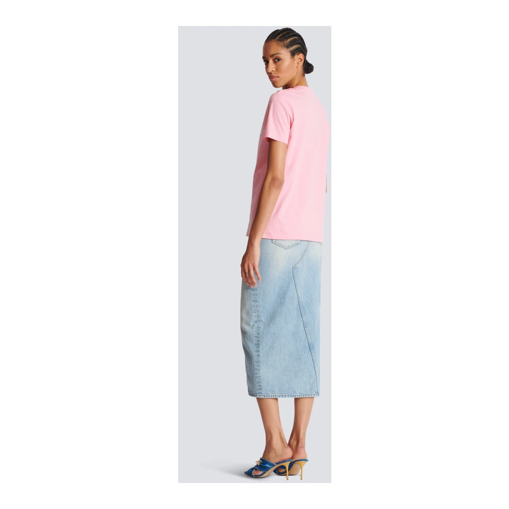Balmain T-shirt met Parijs print Pink Dames