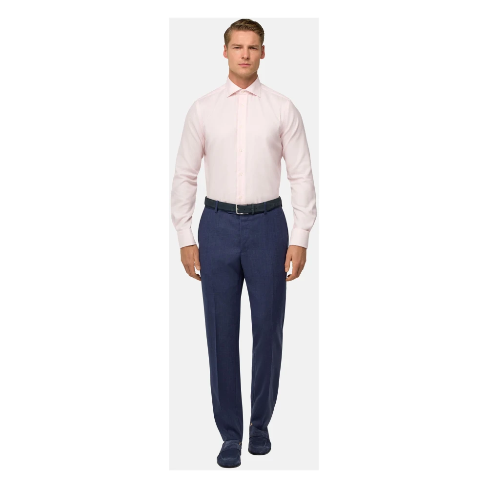 Boggi Milano Regular Fit Katoenen Overhemd Pink Heren