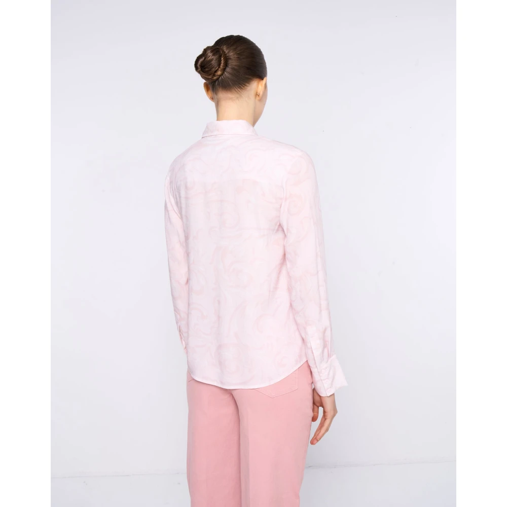 Silvian Heach Gestreept Overhemd Puntkraag Lange Mouwen Pink Dames