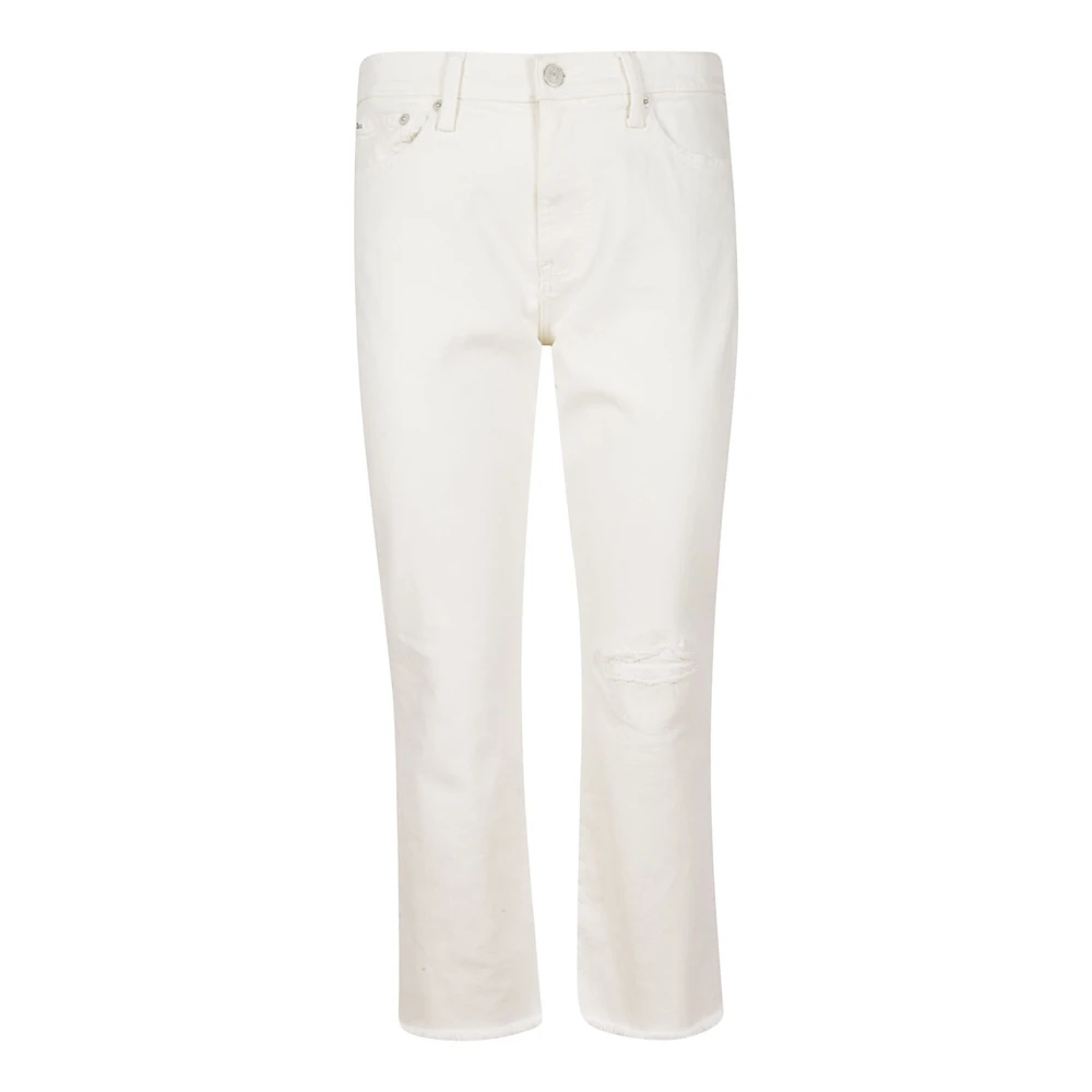 Ralph Lauren Logo Patch Flared Jeans White Dames