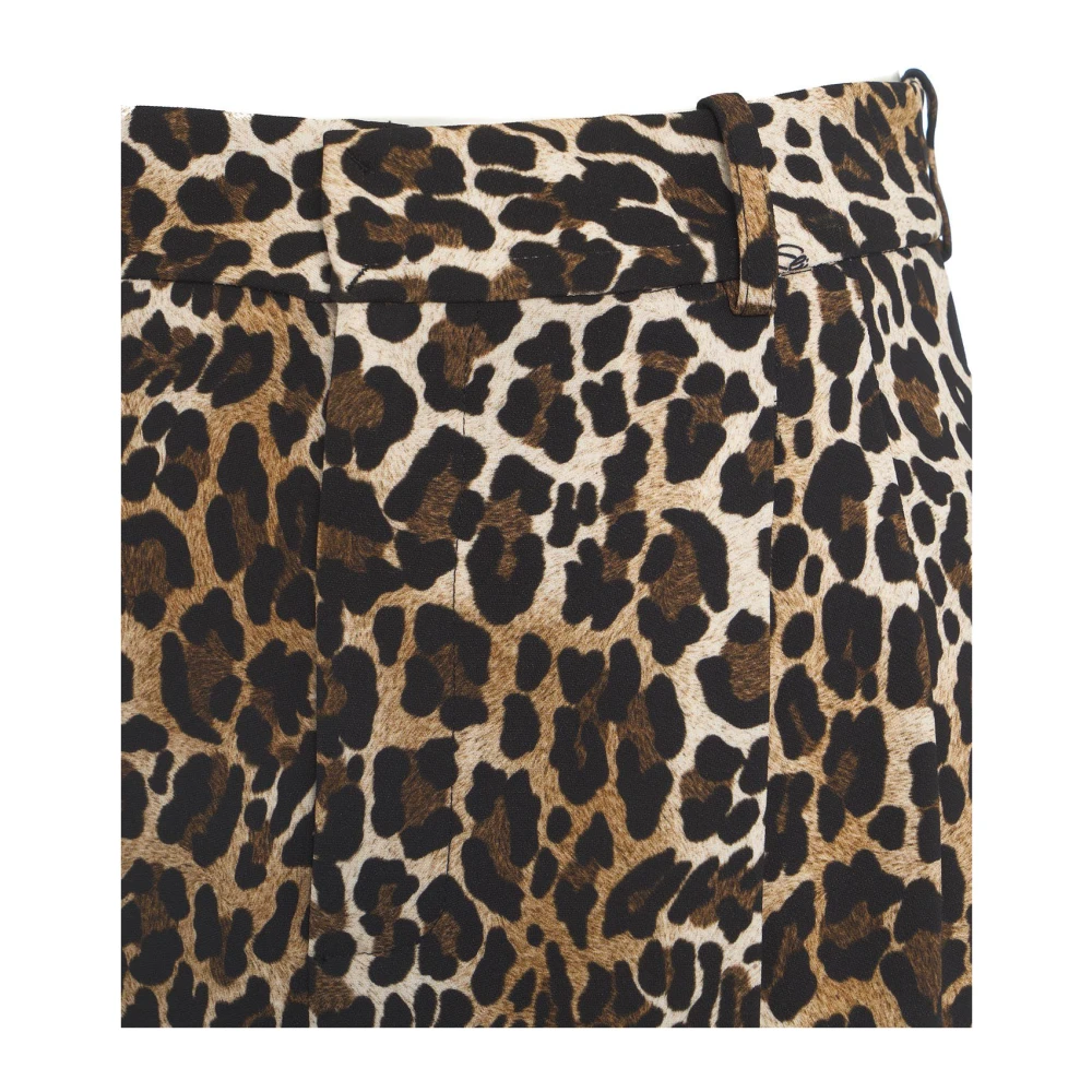 Elisabetta Franchi Bruine Geplooide Crepe Broek Dierenprint Brown Dames