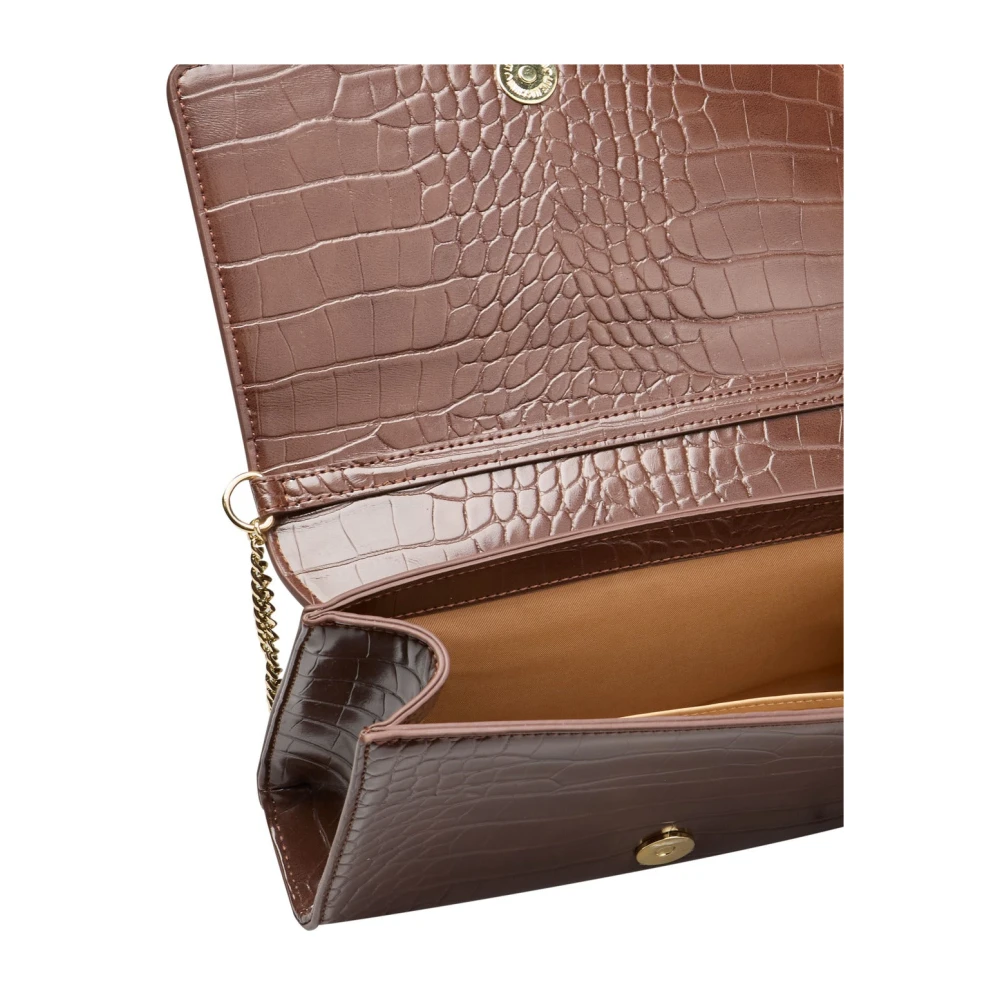 Love Moschino Ketting Crossbody Tassen met Logo Voorkant Brown Dames