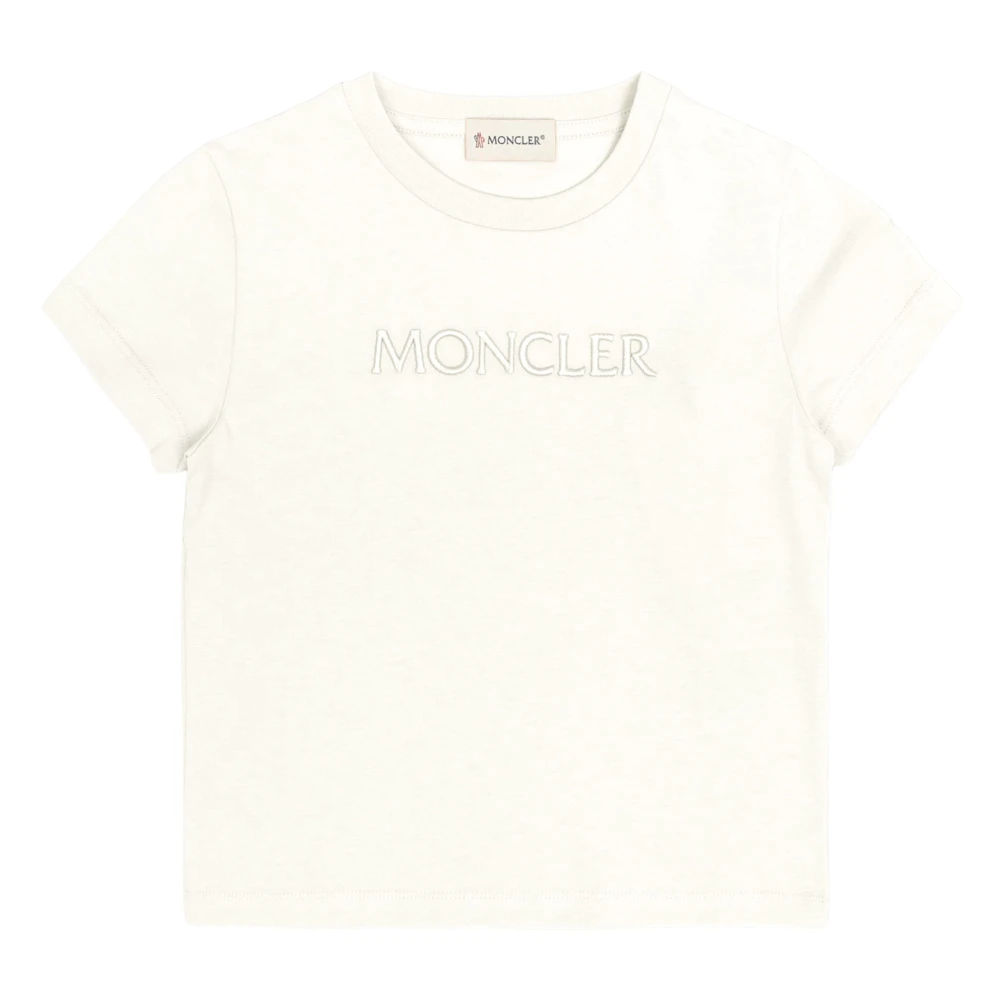 Moncler Girls Beige Kids Short Sleeve T-Shirts, 6 Y, Logo T-Shirt In Ivory