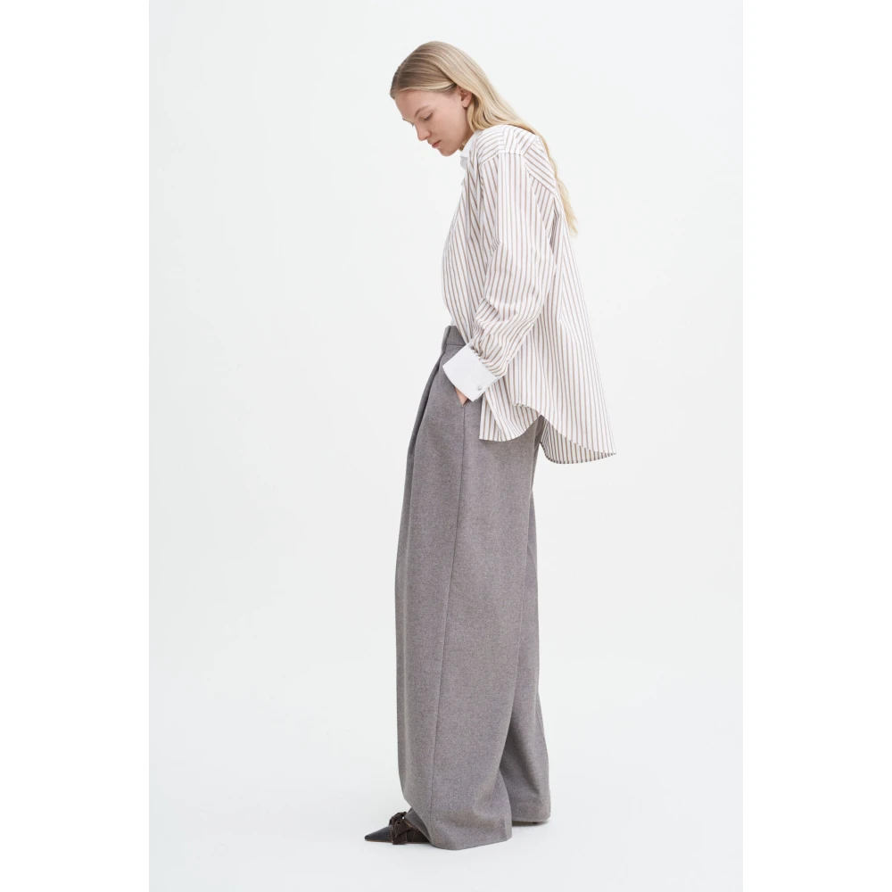 Filippa K Flanellen Wijde Geplooide Broek Gray Dames