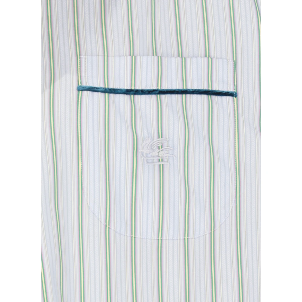 ETRO Lichtblauw Gestreept Katoenen Overhemd Blue Dames