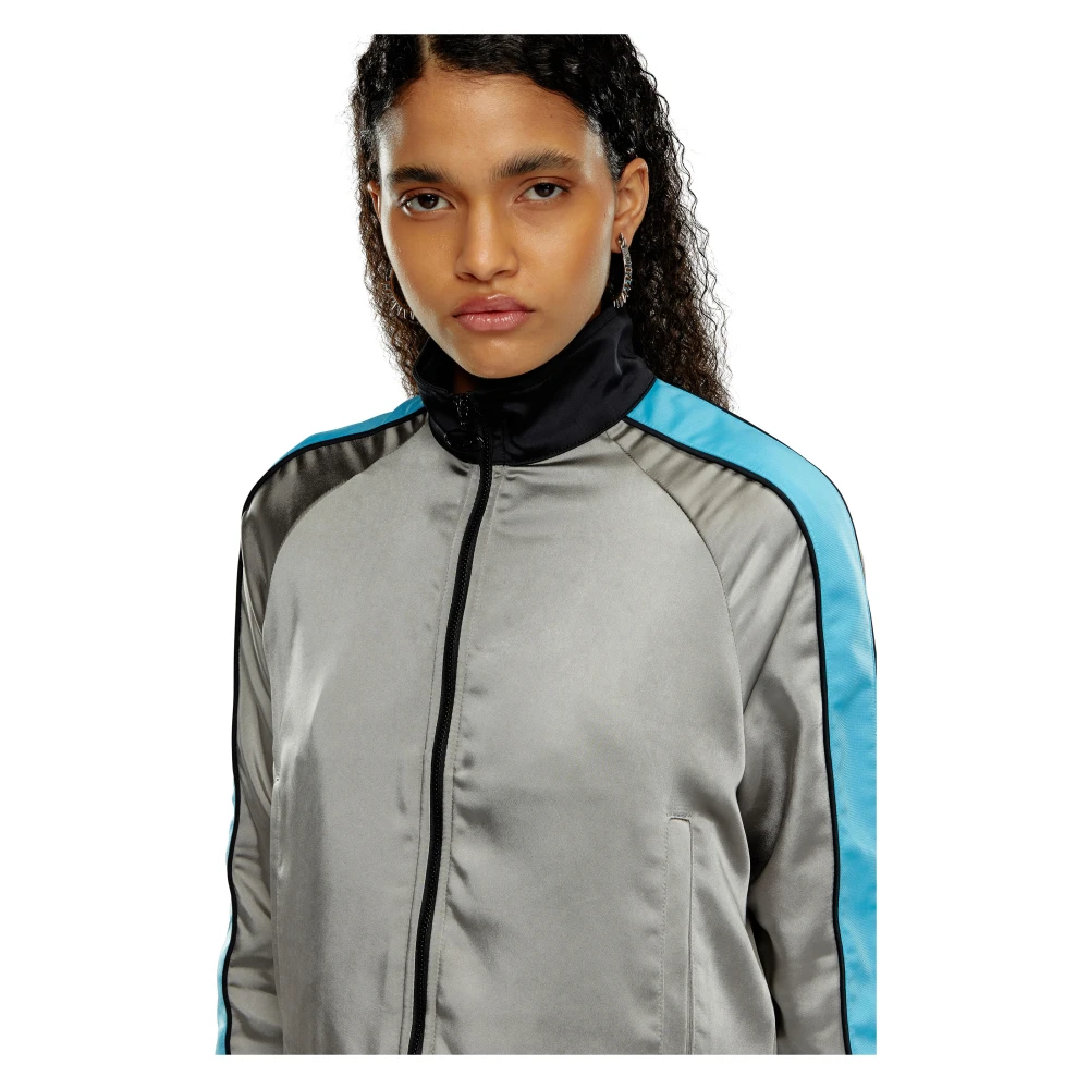 Diesel Mixed-material track jacket with side stripes Gray Dames