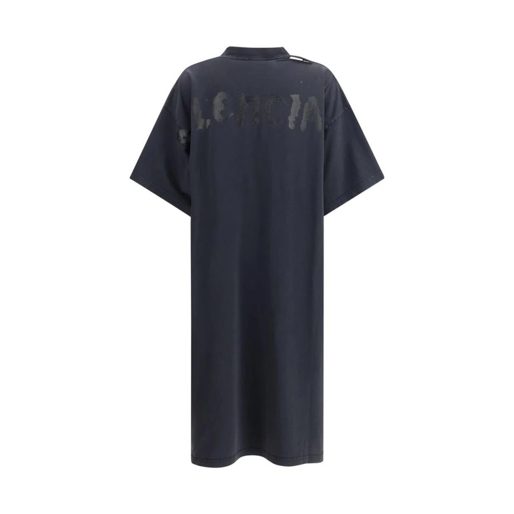 Balenciaga Moderne Logo-print T-shirt Jurk Black Dames