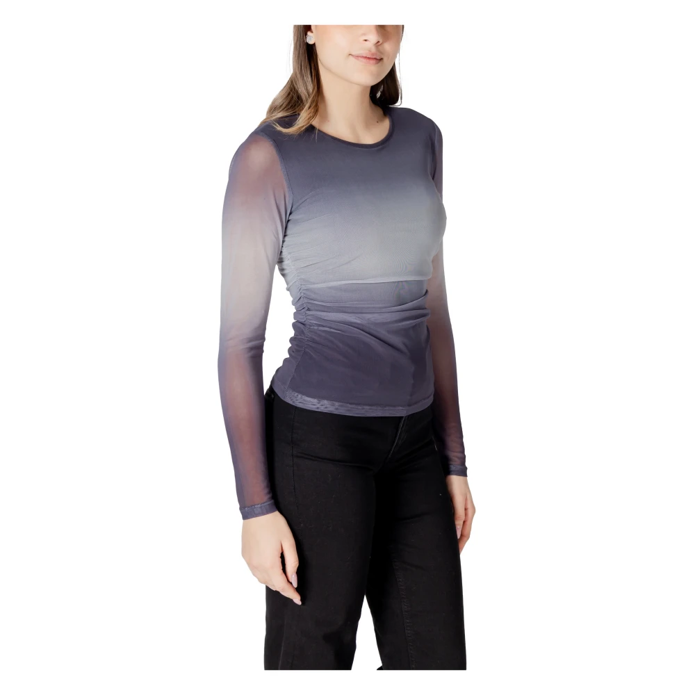 Ichi Stijlvolle Grijze Gebreide Trui met Ronde Hals Gray Dames