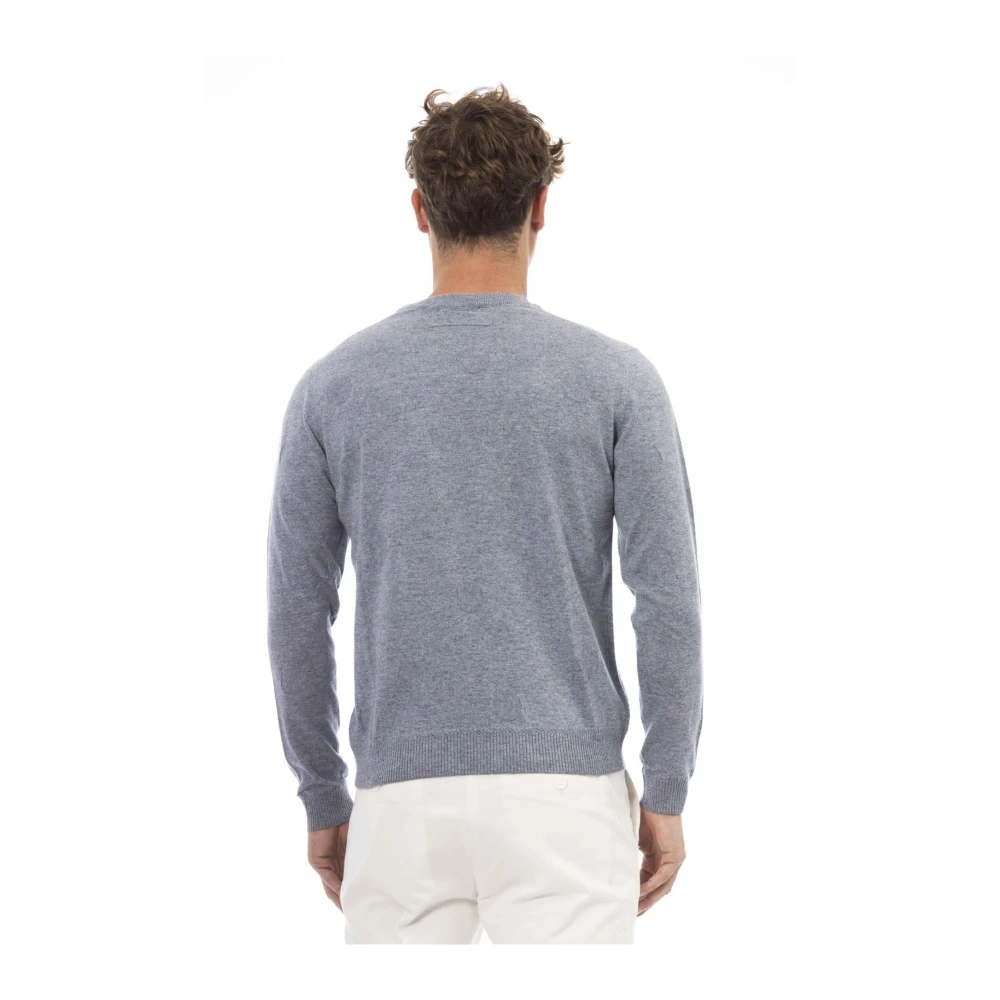 Alpha Studio Luxe Wolmix Crew Neck Sweater Gray Heren