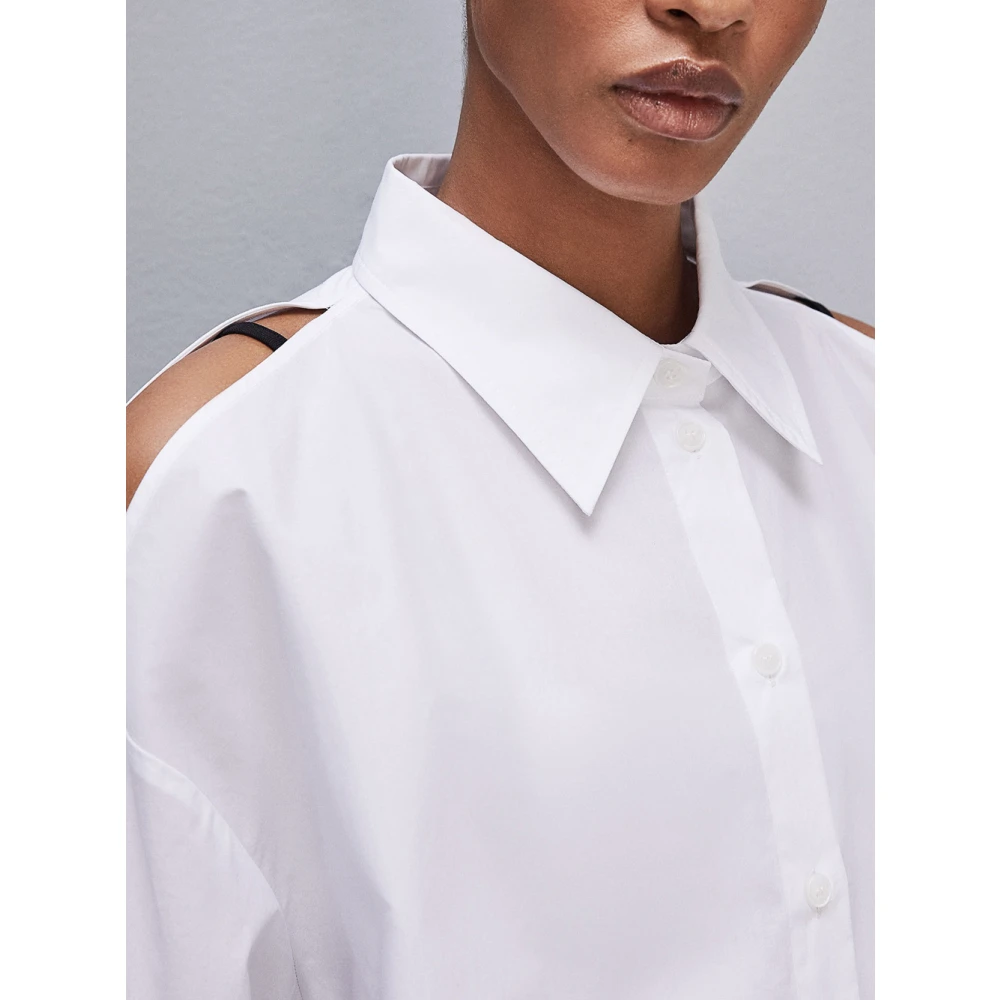 PATRIZIA PEPE Witte Katoenen Popeline Shirt Cut-Out White Dames