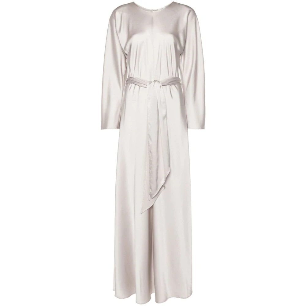 Forte Satin Beige Jurk met Riem Gray Dames