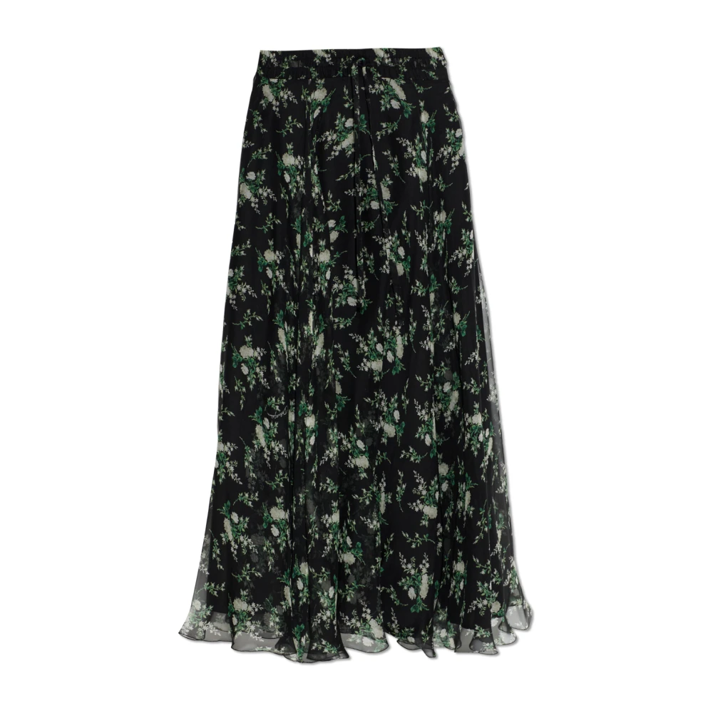 Dolce & Gabbana Vrouw Zwart Rokken Dames, S, Chiffon, Chiffon Rok Met Rozen- En Kleine Bloemenprint