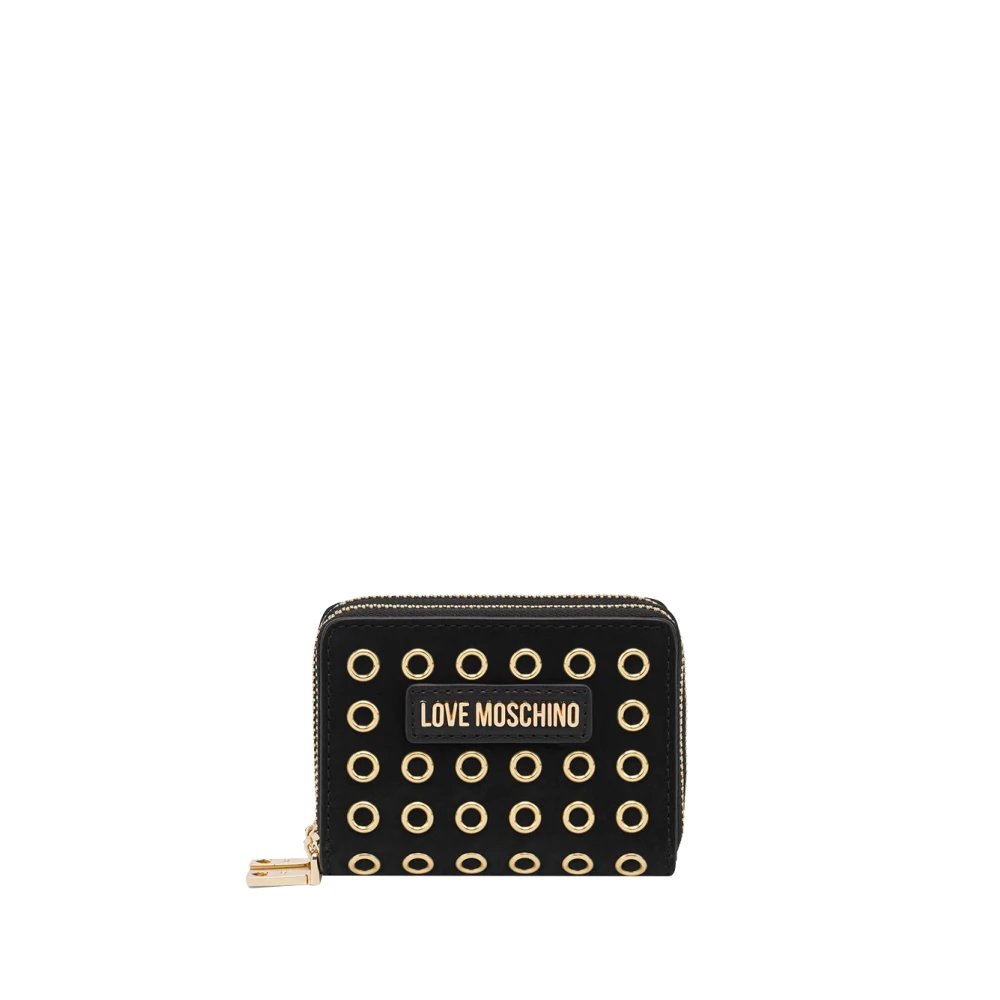 Moschino Zwarte Portemonnee met Gouden Logo Black Dames