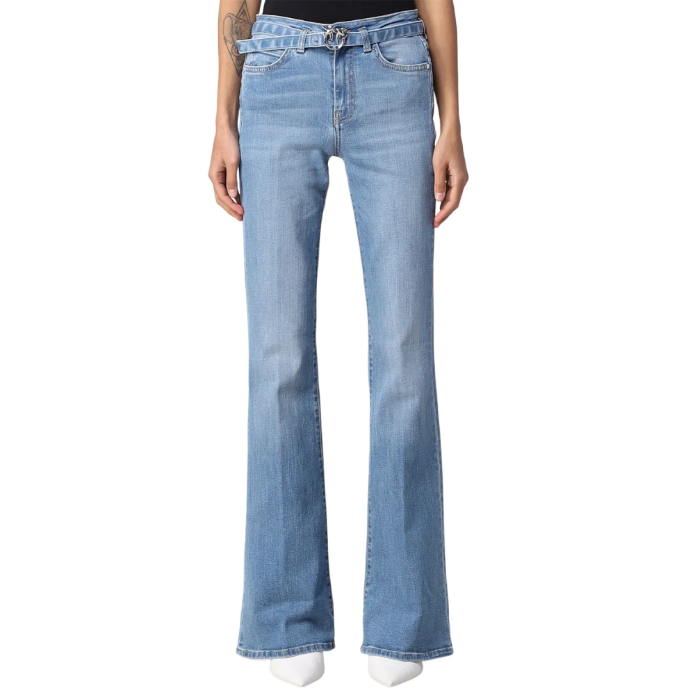 Pinko Women's Blue Flora Flare Denim - Flare Jeans - W27 - Jeans