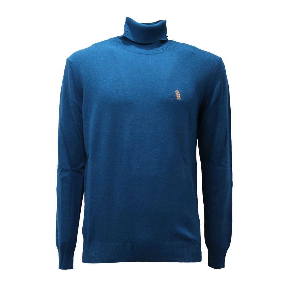 Aquascutum Men's Blue Turtleneck Jumper - Turtlenecks - S - Knitwear