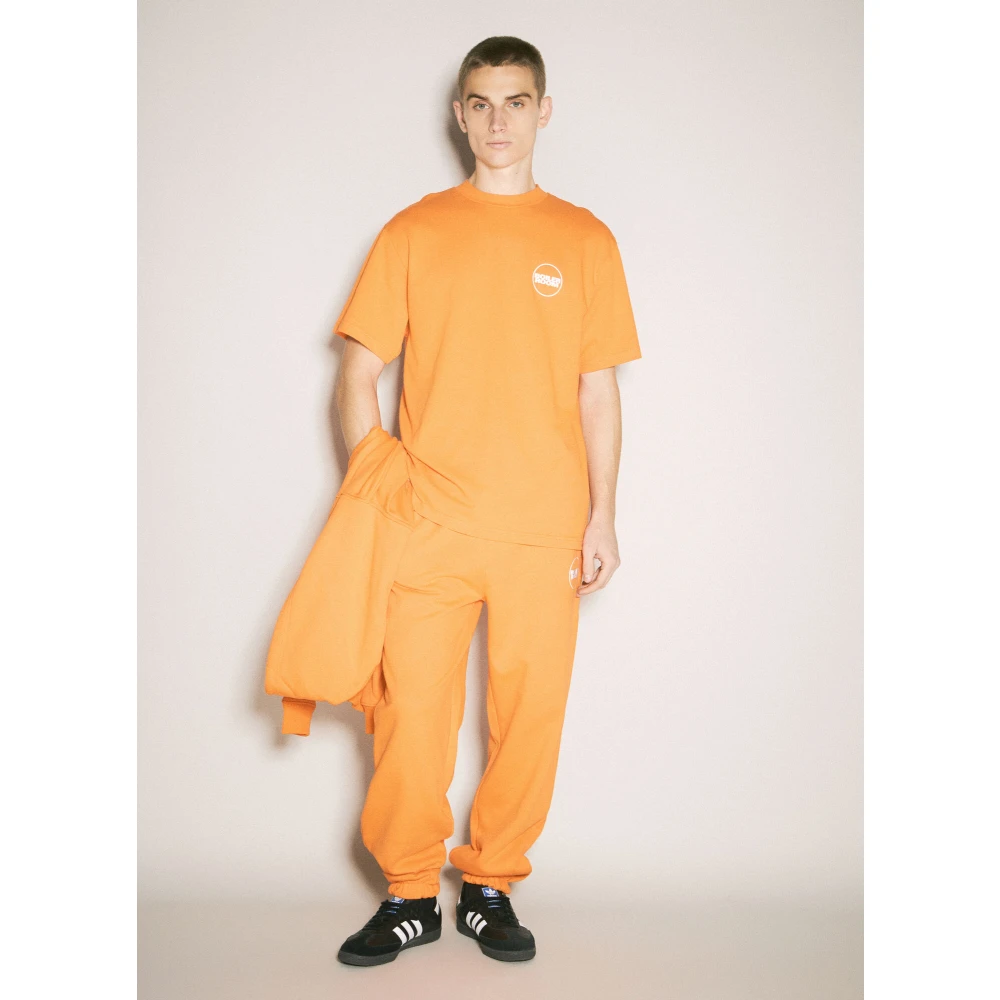 Boiler Room Logo Print T-shirt Korte Mouw Crewneck Orange Heren