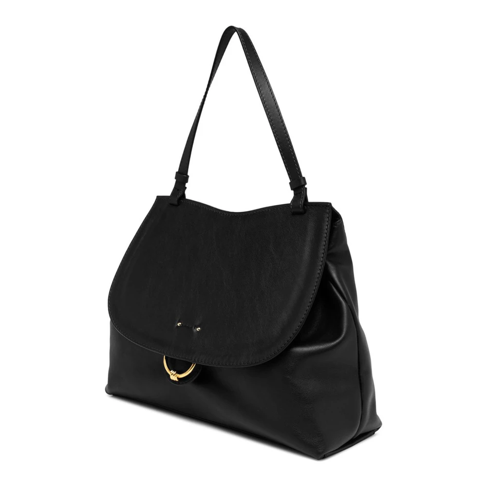 Gianni Chiarini Zwarte leren handtas met iconische ringknoop Black Dames