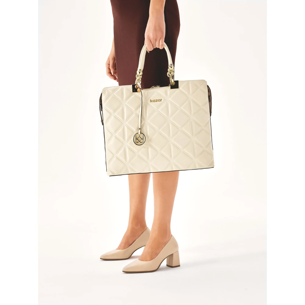Kazar Elegante gewatteerde leren aktetas Beige Dames