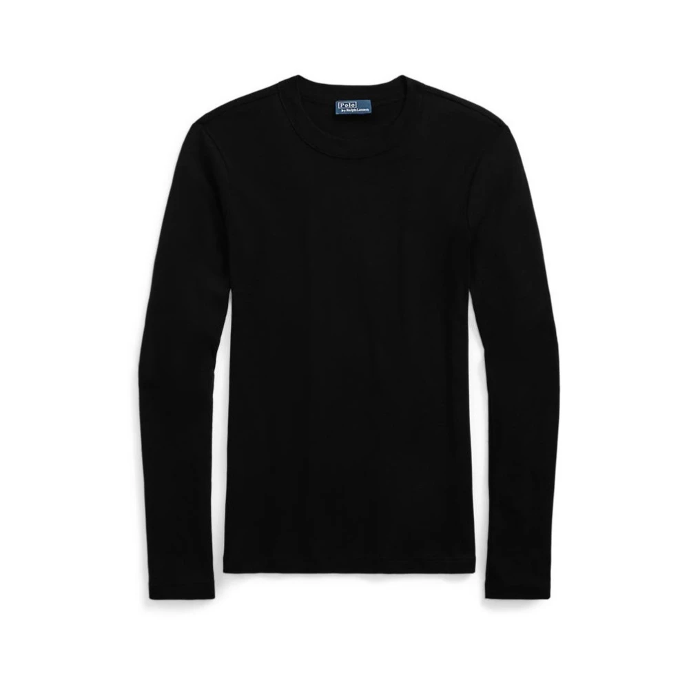 Ralph Lauren Zwarte longsleeve slim fit T-shirt Black Dames