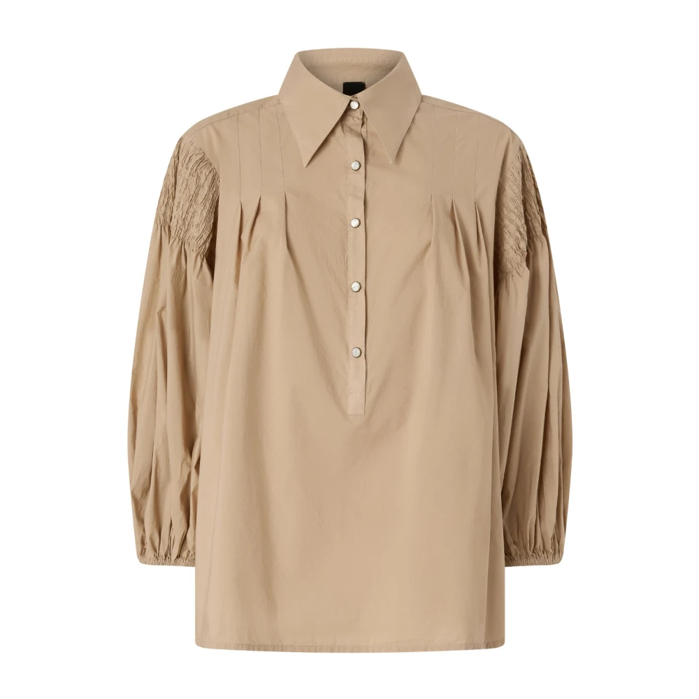 Pinko Women's Beige Bouquet Smocked Blouse - Shirts - Xs - Blouses & Shirts