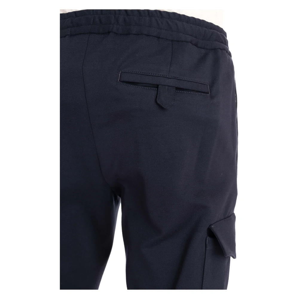 PT Torino Blauwe Cargo Broek Elastische Taille Blue Heren