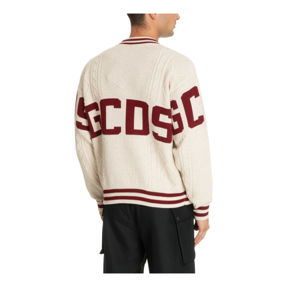 Gcds Multikleur Logo Sweater Beige Heren