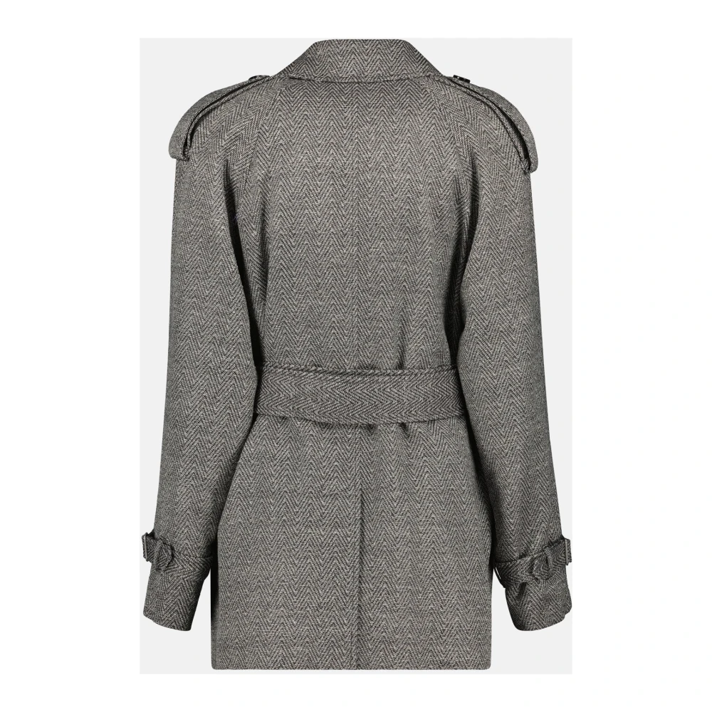 Burberry Wollen en Zijden Trenchcoat Gray Dames