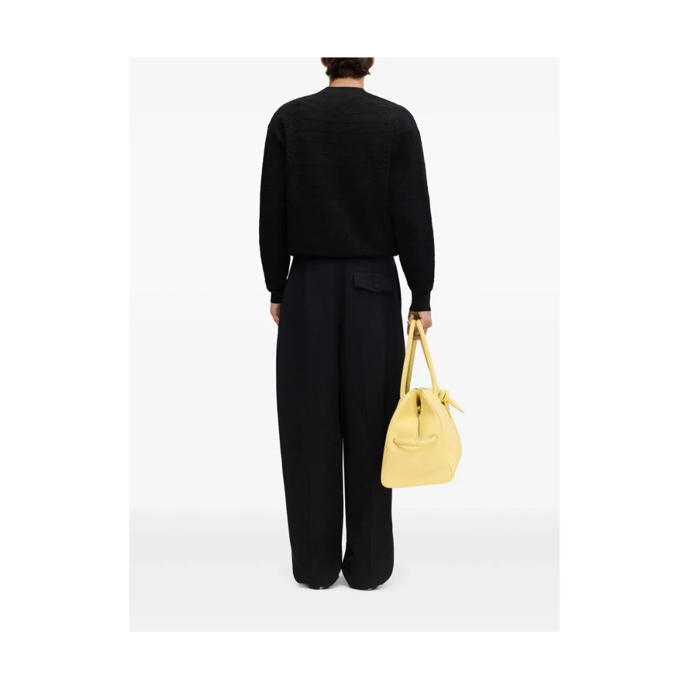 Jacquemus Zwarte Geplooide Broek met Knoopsluiting Black Heren