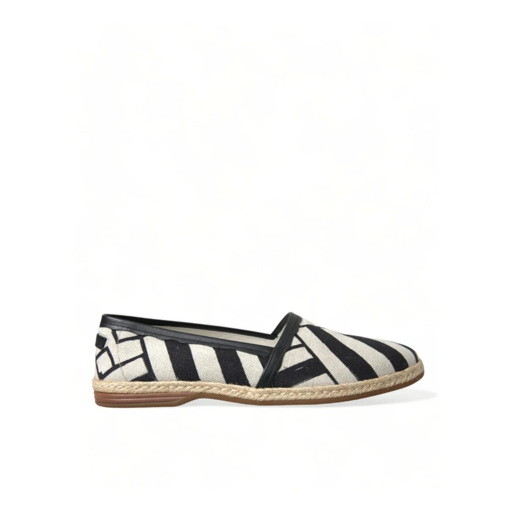 Dolce & Gabbana Men's Multicolor Striped Canvas Espadrilles With Leather Detailing