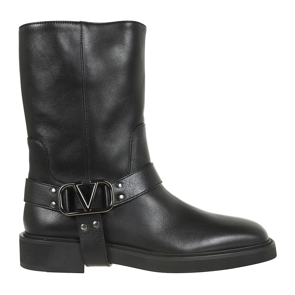 Valentino Garavani Black Biker Vlogo Signature Logo - Female - Ankle Boots - 5 Uk - Shoes